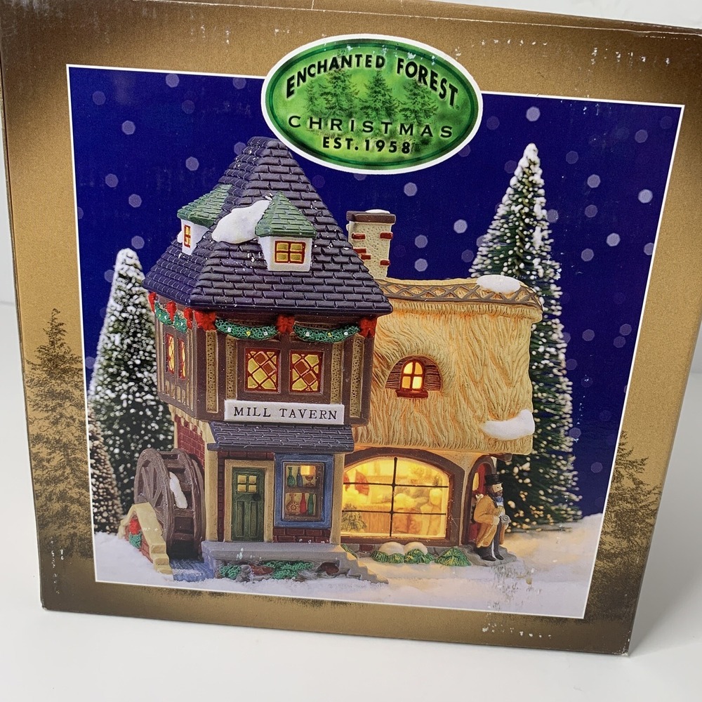 Lemax Enchanted Forest Glass Window House Mill Tavern Figurines Inside And Out - Picture 3 of 11